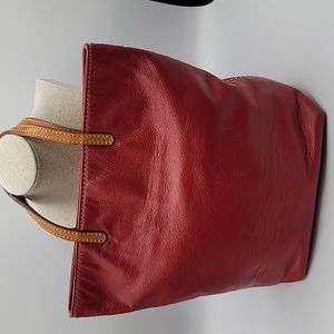 Ann Taylor Red Leather Bucket Bag